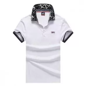 shark hommes t-shirt polo shirt summer lapel jacquard collar white